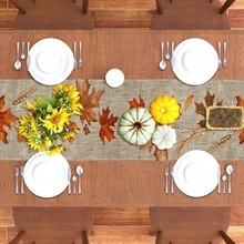 1/108 pezzi Tappeto da tavola autunnale per il Ringraziamento con foglie d'acero e zucche - in poliestere, decorazione stagionale per casa, cucina e sala da pranzo, in varie misure, robusto e durevole, centrotavola a tema autunnale per gli amanti dell'autunno e gli organizzatori di feste