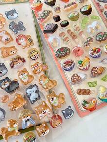 3D Japan Style Embossed Funny Acrylic Diamond Stickers, Sushi Shiba Inu DIY Decorative Stickers, Cute Embossed Stickers For Phone Decoration