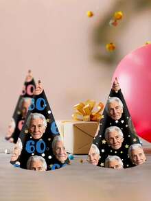 Custom Party Hats - Personalized Age & Photo Design, Celebratory Paper Headwear For 21st, 30th, 40th, 50th, 60th, 70th, 80th, 90th Sports Day,Anniversaries & Retirement, Party Accessories | Celebratory Headwear | Durable Party Hat