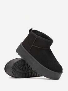 Winter Casual Versatile Snow Boots On Platform - Black - View 5