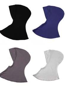 4 Peças/Conjunto Touca Interna Modal de Cor Sólida Com Capa Para o Pescoço, Elástica, Macia e Respirável para Mulheres, Lenço, Chapéu, Acessórios de Abaya, Véu Diário