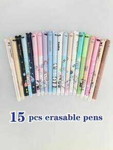15 Stücke/Set auswischbare Kugelschreiber mit Tiermotiv, 0,5 mm Blautinte entfernbare Stifte, geeignet für Schüler Schulanfang
