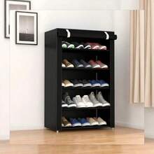 6/10 层鞋柜带防尘罩，无纺布节省空间鞋架，容量大，易于组装，便携式鞋柜，适用于各种场景，如入口、储物架、家庭和宿舍储物、鞋子收纳盒、鞋子收纳、鞋柜、房间装饰、架子、搁板、简约、春假、波西米亚风、高档风格、母亲节 - 彩色 - 查看 6