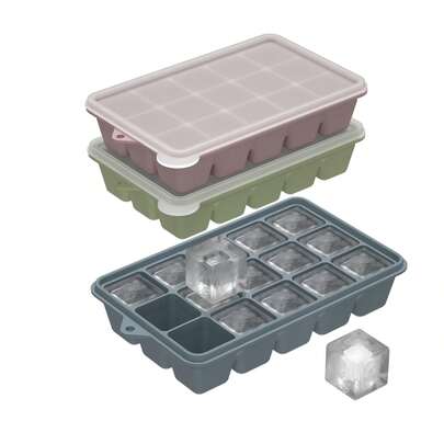 3pcs Silicone Ice Cube Trays, Ice Cube Molds With Lids, Reusable Ice Cube Tray For Whiskey, Baby Food, Fits In Refrigerator, Stackable Ice Cube Molds For Whiskey, Coffee, Baby Food, Soup And Frozen Food, Dishwasher, Oven, Microwave