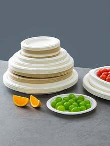 10/20/50个装 6英寸加厚豪华甘蔗纤维纸盘，加厚纸盘，蛋糕甜点盘，烧烤盘，可重复使用，防漏，一次性使用，适用于家庭厨房、餐厅、野餐、露营、派对、家庭聚会、生日派对、野餐、烧烤、派对餐盘、派对用品、婚礼、万圣节派对餐具 - 彩色 - 查看 6