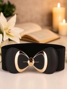 1pc Women's Waist Cincher With Bow Tie, Elastic Waistband, Simple & Fashionable For All Seasons, Snap Button Design, Fresh & Sweet Academic Style, Seamless Stretchy Design Suitable For Daily, Office, Party, Business Trip, Travel, Gift - Multicolor - View 3