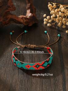 波西米亚串珠耳环，复古假日风格，绿松石色、黑色、多色珠子，几何菱形不对称图案，手工编织，优雅别致的时尚配饰，适合女性、情侣、日常佩戴和送礼