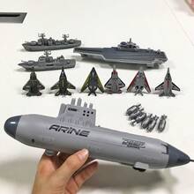 Military Series Aircraft Carrier Battle Group Kit, Learning Military Knowledge, Nuclear Submarine Can Launch Missiles, War Ship Can Launch Fighter Jets, Children Toys, Christmas Gift - Multicolor - View 5