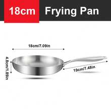 1pc 304 Stainless Steel Non-Stick Frying Pan, Uncoated Cookware For Steak, Suitable For Gas And Induction Cooktop - Silver - View 15