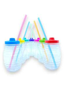 Dulceros O Barriles Vitroleros Mini Con Popotes Colores Fiestas 10pzs 500ml - Multicolor - Ver 2