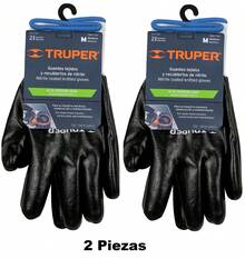 KIT 2 PZ-Guantes de poliéster recubiertos de nitrilo, M, TRUPER - Negro - Ver 1