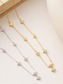 1 Pc 925 Sterling Silver Elegant Exquisite Four Leaf Clover Necklace For Women Fine Ladies Jewelry Gift Party Gift Birthday Gift Daily Wear - Four-leaf Clover Necklace - View 5