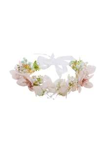 1件女士花环头饰头箍头箍公主超仙丝带珍珠头箍婚礼花儿童头箍珍珠发箍女孩演出甜美配饰韩版超仙新款丝带花礼物 - 彩色 - 查看 9