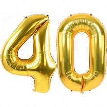 40-Inch Large Number Balloons 10 20 30 40 50 60 70 80 90-Year-Old Adult Birthday Anniversary Decoration Supplies Gold Aluminum Foil Balloons Individually Wrapped For Party Decorations, Birthday Balloons