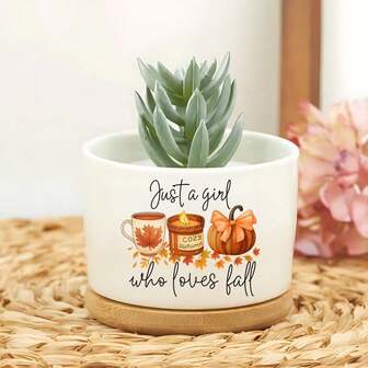 Jarrón exterior Solo una chica que ama el otoño - Macetas de interior, macetas decorativas de exterior, macetas para suculentas, soporte para plantas, macetas de flores y macetas de jardín - La decoración del hogar perfecta para el otoño