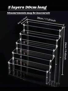 Un raft de depozitare cu 5/4/3/2/1 nivel. Fabricat din acrilic transparent. Potrivit pentru depozitarea cosmeticelor/rujurilor/bijuteriilor/jucăriilor mici/ochelarilor/ceasurilor/prăjiturelor și deserturilor etc. Ideal pentru decorul camerei, decorul casei și organizare.