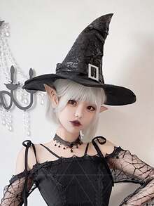 1 件黑色女巫帽，防风，适合角色扮演、舞台表演服装、万圣节、狂欢节装饰帽，适合所有人，是送给朋友和家人的时尚礼物 - 黑色 - 查看 4