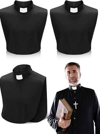 1pc Black Priest Clerical Collar Shirt, Clergy Attire Accessory Fake Collar