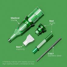 XNET T-REX 20pcs Tattoo Needles, Permanent Makeup Round Liner Needles, 0.30mm/0.35mm RL RM Curved, Suitable For Rotary Tattoo Machine Pen - Army Green - View 6