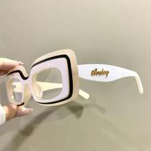 Fashion Y2K Rectangular Glasses Unisex Fashion Patchwork Glasses - Light Brown - View 1