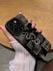 1pc Fashionable Retro Snake Stripe Pattern High-End Faux Leather Shockproof Anti-Fingerprint Phone Case Compatible With Apple And Models - Multicolor - View 5