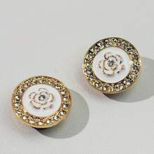 2pcs Round Shirt Button Covers, Elegant Decorative Cufflinks, Rhinestone Rose Decoration. These Exquisite Button Covers Are Suitable For Men's And Women's Shirts And Can Be Worn In Just 3 Seconds. They Are The Perfect Choice For Holiday And Birthday Gifts.