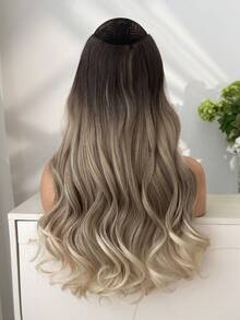 夹式接发 V 形渐变色 24 英寸长自然波浪波浪形合成假发耐热纤维合成假发适合女士女孩派对日常使用