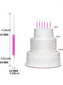 6支粉色散粉直蜡生日周年纪念蛋糕装饰蜡烛，适用于派对、婚礼、庆典 - 粉色 - 查看 5