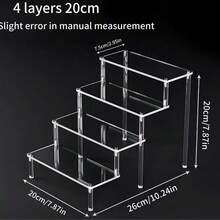 Un raft de depozitare cu 5/4/3/2/1 nivel. Fabricat din acrilic transparent. Potrivit pentru depozitarea cosmeticelor/rujurilor/bijuteriilor/jucăriilor mici/ochelarilor/ceasurilor/prăjiturelor și deserturilor etc. Ideal pentru decorul camerei, decorul casei și organizare.