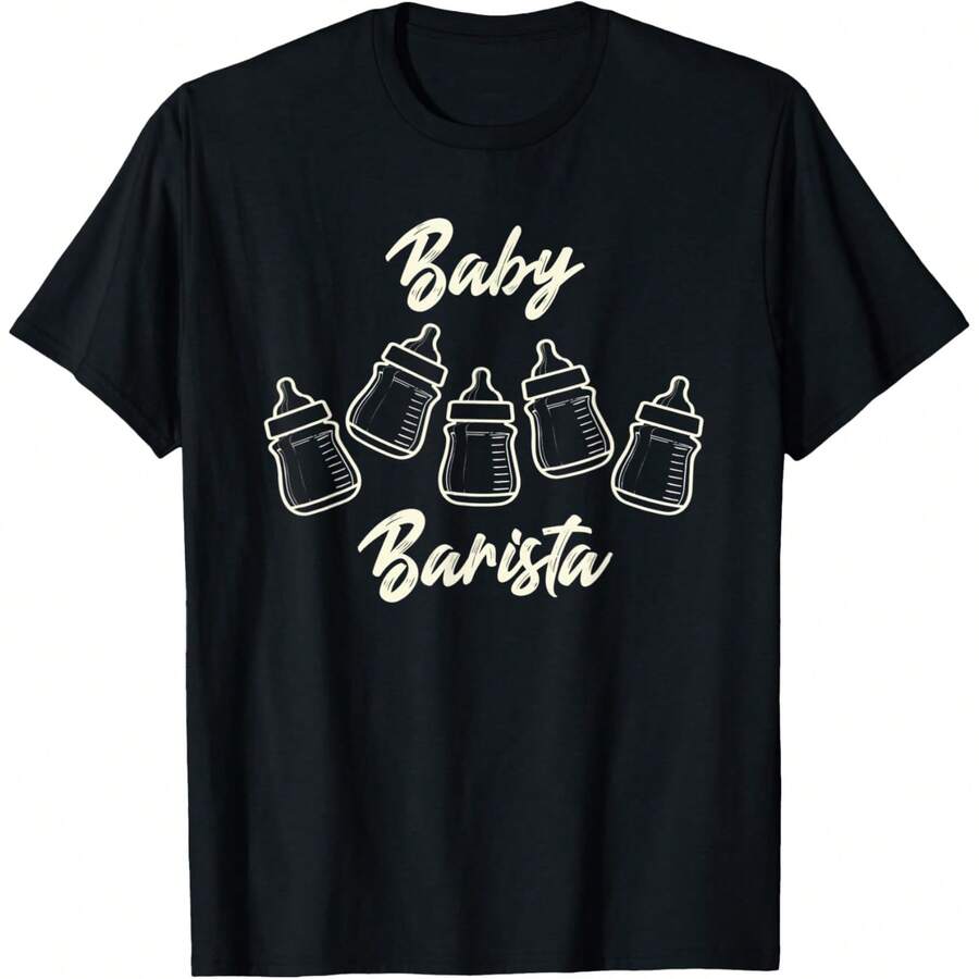 Baby Barista New Mom Dad Funny Formula Milk T-Shirt- - Black - View 1