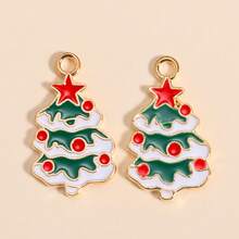 10 Pieces Of Mixed Cartoon Oil-Dripping Christmas Tree Pendants, DIY Jewelry Making And Decorative Pendants, Suitable For Making Earrings, Necklaces, Christmas Party Jewelry Gifts