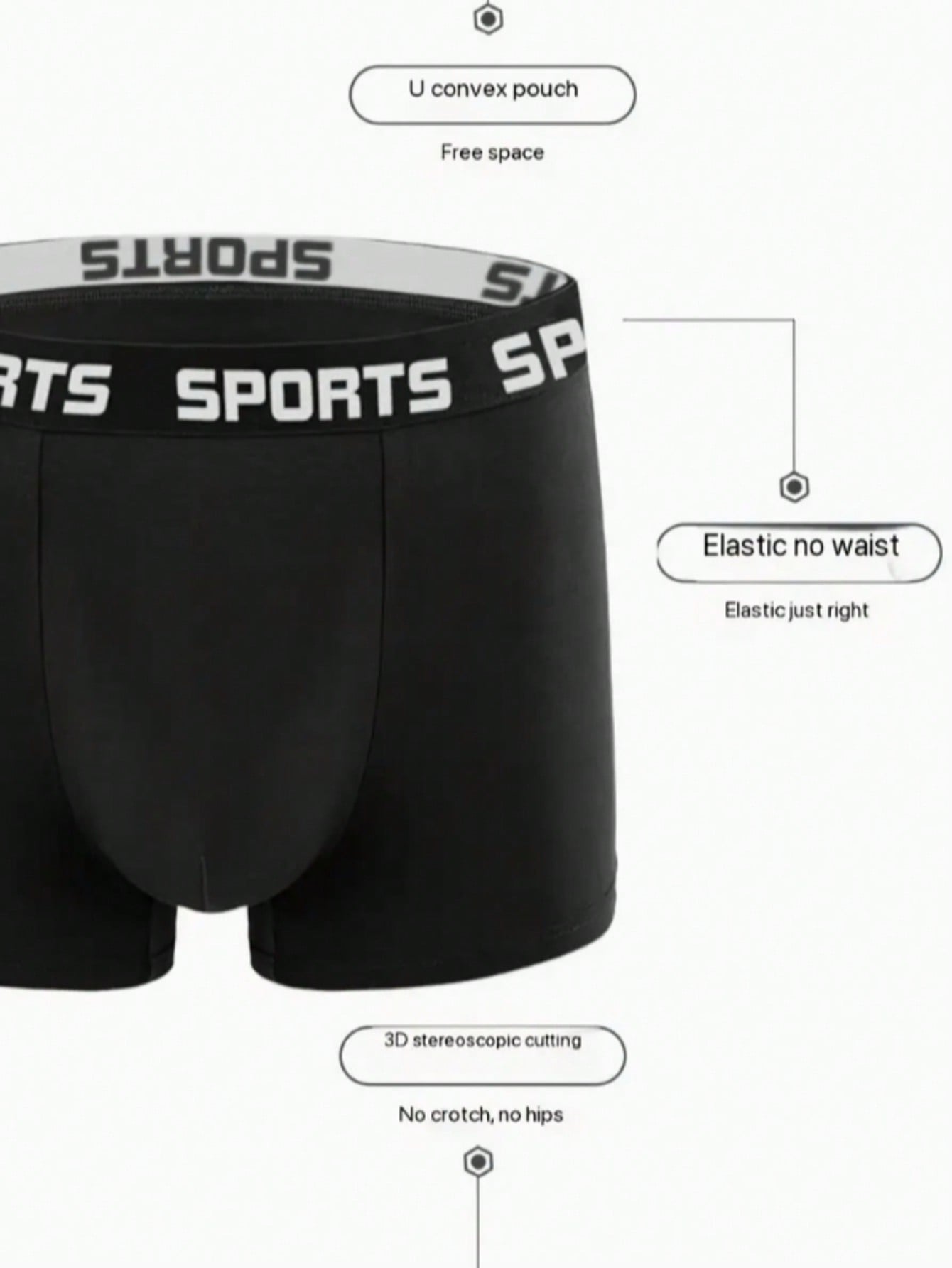 6 قطع من ملابس داخلية للرجال، سروال داخلي بخصر مكت...