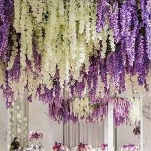 10/20 件人造紫藤花，3.75 英尺人造花绳，假吊花，丝绸紫藤花环，婚礼派对家居装饰，绿墙天花板花装饰，完美的婚礼悬挂装饰，适合派对、生日和家庭 - 彩色 - 查看 3