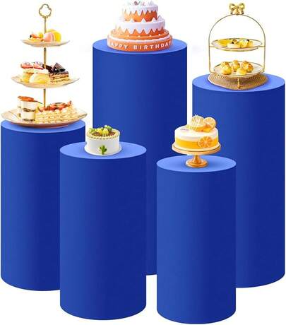 Cylinder Pedestal Stand Covers, Spandex Cylinder Stand Covers Party, Wedding Or Birthday Event Decor - Only Contains Cylinder Covers