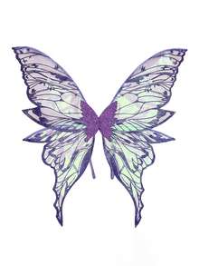 1 件成人和女孩适用的仙女翅膀，仙女服装套装欧根纱蝴蝶翅膀 - 适合角色扮演、派对，8 种颜色可选万圣节 - 彩色 - 查看 2