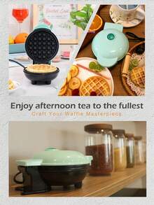 SCISHARE 1pc Mini Waffle Maker, 10cm Waffle Mold, Water-Based Non-Stick Coating, Easy To Clean, 350W Fast Heating, Compact Design For Drawer Storage, EU Plug, 70cm Power Cord - Ideal For Children And Families To Make Breakfast On Trips And In Small Kitchens, Just Add Batter (Blue Round) - Blue️ - View 9