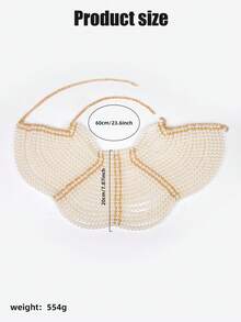 1pc Elegant Bohemian Personalized Exaggerated Clothing Accessories Hand-Woven Pearl Body Chain Shawl, Body Jewelry, Scarf Necklace, Beaded Top, Suitable For Women To Wear At Daily Parties And Vacations, Perfect Jewelry Gift, Birthday Outfits For Women, Body Chain Plus Size - Beige - View 6