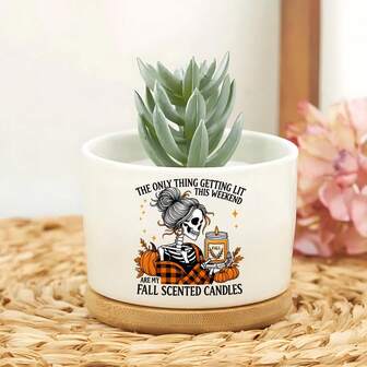 Jarrón decorativo de otoño para exteriores - Macetas decorativas para amantes de las plantas, macetas para interiores y exteriores, soporte para plantas y accesorios - Ideal como regalo de cumpleaños o aniversario para mujeres