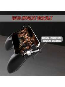 可折叠的 4 合 1 多功能手机游戏控制器和手机支架，便携式，配有可折叠操纵杆，非常适合射击游戏，具有符合人体工程学的设计，可与各种手机型号兼容。