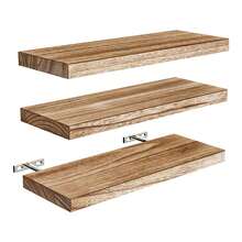 Set de 3 Repisas Flotantes de Madera, Estantes de Pared de Estilo Industrial para Organización y Decoración de Interiores para  Libros, Plantas y Fotos, Hogar, Cocina, Baño y Sala de Estar, Estilo Rústico y Elegante. - Camel - Ver 8