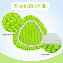 4 Pack Reusable Spin Mop Replacement Head, Mop Heads Replacements Compatible With O-Cedar Easy Wring 1-Tank System, Mop Replace Head For Dry/Wet Use, Washable Chenille Dust Mop Refills For Floor Cleaning - màu xanh lá - Xem 4