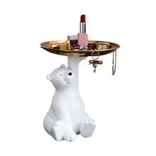 Creative White Bear Statue Storage Tray Nordic Home Decoration Living Room Table - Light Grey - View 6