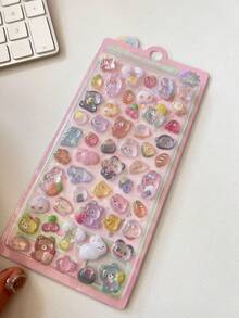 1pc Creative Cartoon Children's Stickers 3D Relief Sticker Cute Small Animals Mobile Phone Decoration Paster Gemstone Crystal Stickers