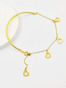 1件纪念毕业季半缝饰品扣圆线钢球流苏手链多种款式女士时尚星星月亮铃铛手链生日礼物饰品 - 金色 - 查看 15