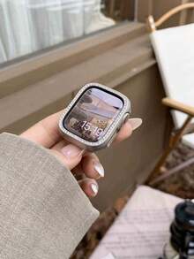 Bling Cover Crystal Rhinestone Bumper Protective Case, Hard PC Ultra Hollow Out Watch Case, Compatible With Apple Watch 38/40/41/42/44/45/46/49mm, With Apple Watch Series Ultra/SE/10/9/8/7/6/5/4/3/2/1, Intelligent Watch Case Accessories - Starlight - View 3