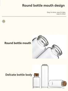 1/5/10/20个30毫米直径软木塞，高硼硅玻璃许愿瓶，漂流瓶，幸运星，糖果，药丸，花茶，玻璃储物瓶 - 彩色 - 查看 4