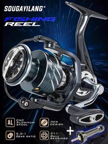 SOUGAYILANG High-Performance Spinning Reel - 6.2:1 Gear Ratio, 3+1 Ball Bearings, Aerospace Aluminum Construction With Anti-Twist & Line Alarm System For Freshwater And Saltwater - Dusty Blue - View 3