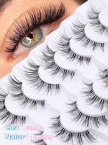 10 Pairs Natural Long Cross Eyelashes With Packing Box, 3D False Eyelashes Eyelash Extensions, Beautify Looks