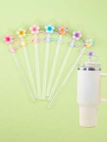 4 PIEZAS/6 PIEZAS/7 PIEZAS Tapas de silicona para sorbetes de 10 mm/0.4 pulgadas, accesorios para taza de 30/40 onzas con asa, funda para sorbete de Love Shack Fancy, tapa de sorbete con forma de flor de huevo para días festivos, tapa reutilizable para sorbete de taza