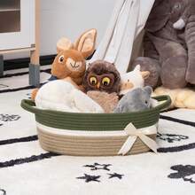 1pc Hand-Woven Storage Basket, Adorned With A Bow, Decorative Storage Basket, Suitable For Desktop Organization, Children's Room Storage, Toy Storage, Towel Storage, And Bathroom Storage. Can Be Used To Store Aromatherapy Products, Tissues, Towels, Flower Pots, Gifts, Etc. Can Also Be Used As A Gift Basket. - Multicolor - View 14